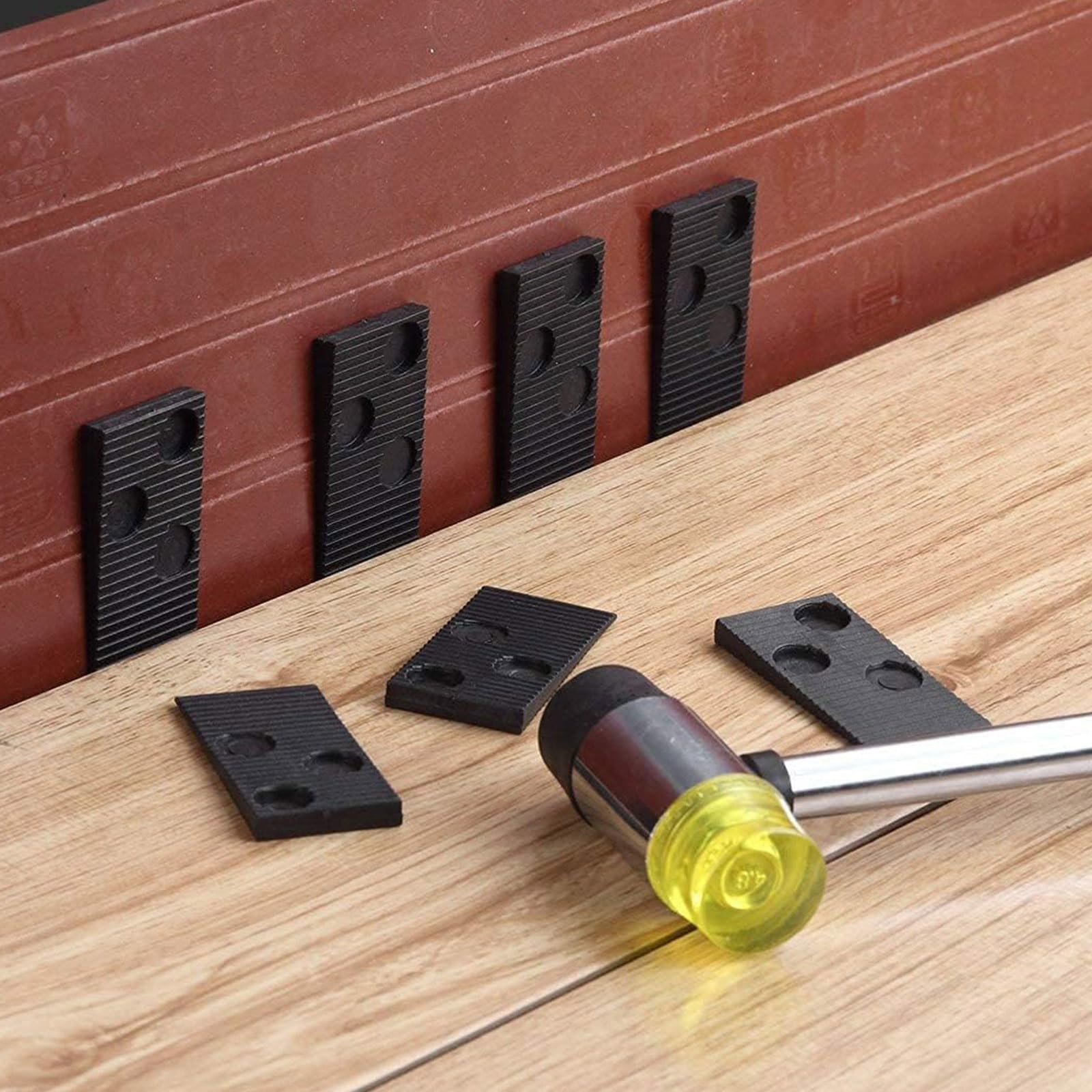 Vinylboden Verlegeset 33 Stück Laminatboden Set Vinylboden Verlegeset Laminat Holzfußboden Installations Set, 30 Montagekeile, Schlagklotz, Zugstange, Doppelseitiger Hammer