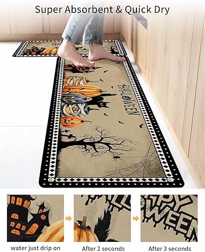 Miniatura 4 de Tapete de baño de Halloween para bañera, antideslizante, de secado rápido, absorbente, tierra de diatomeas, ducha, cocina, casa encantada, calavera