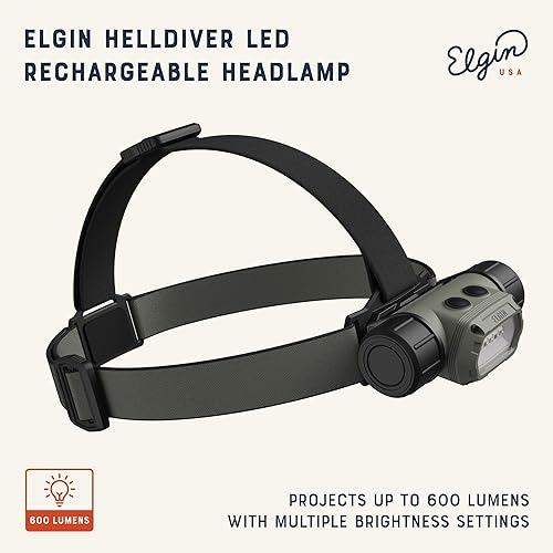 Miniatura 9 de Elgin Thunder-Scout - Faro frontal resistente y superbrillante de 200 lúmenes, IP66, resistente a la intemperie, 4 modos de luz con luz roja,