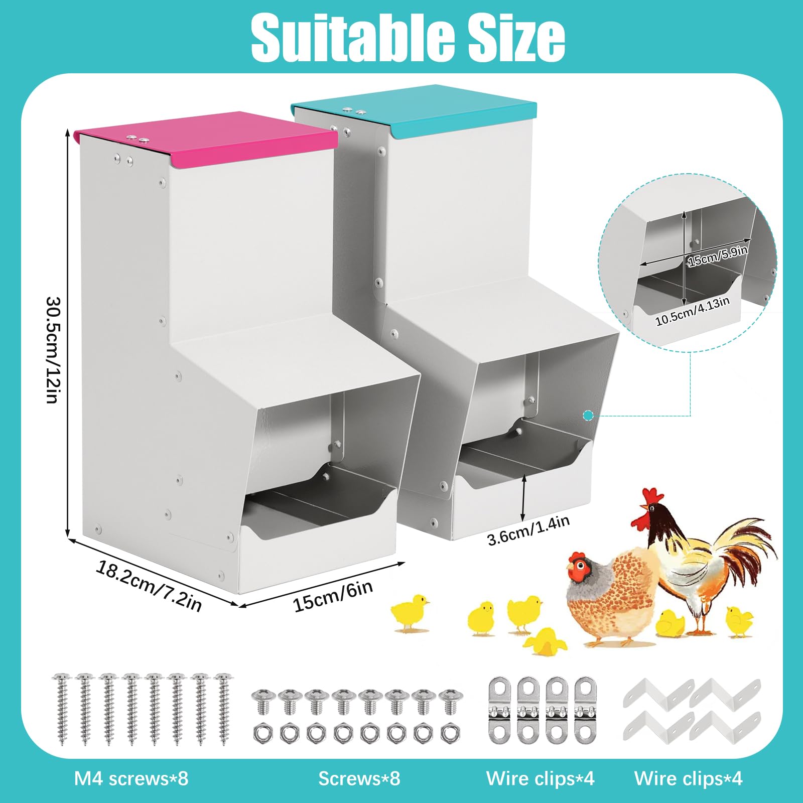 Comedero automático para Pollos de 10 litros, alimentación por Gravedad para Aves de Corral con Arena y Conchas de ostras, comederos para gallinas ponedoras para una Mejor Calidad
