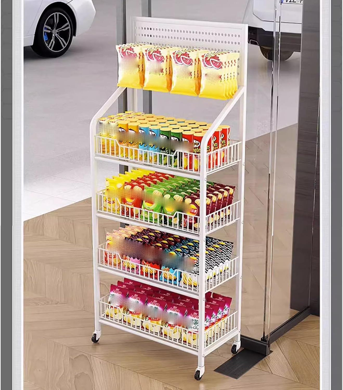 EXCLURA Supermarket Snack Display Rack 4 Tier, Retail Concession Stand ...