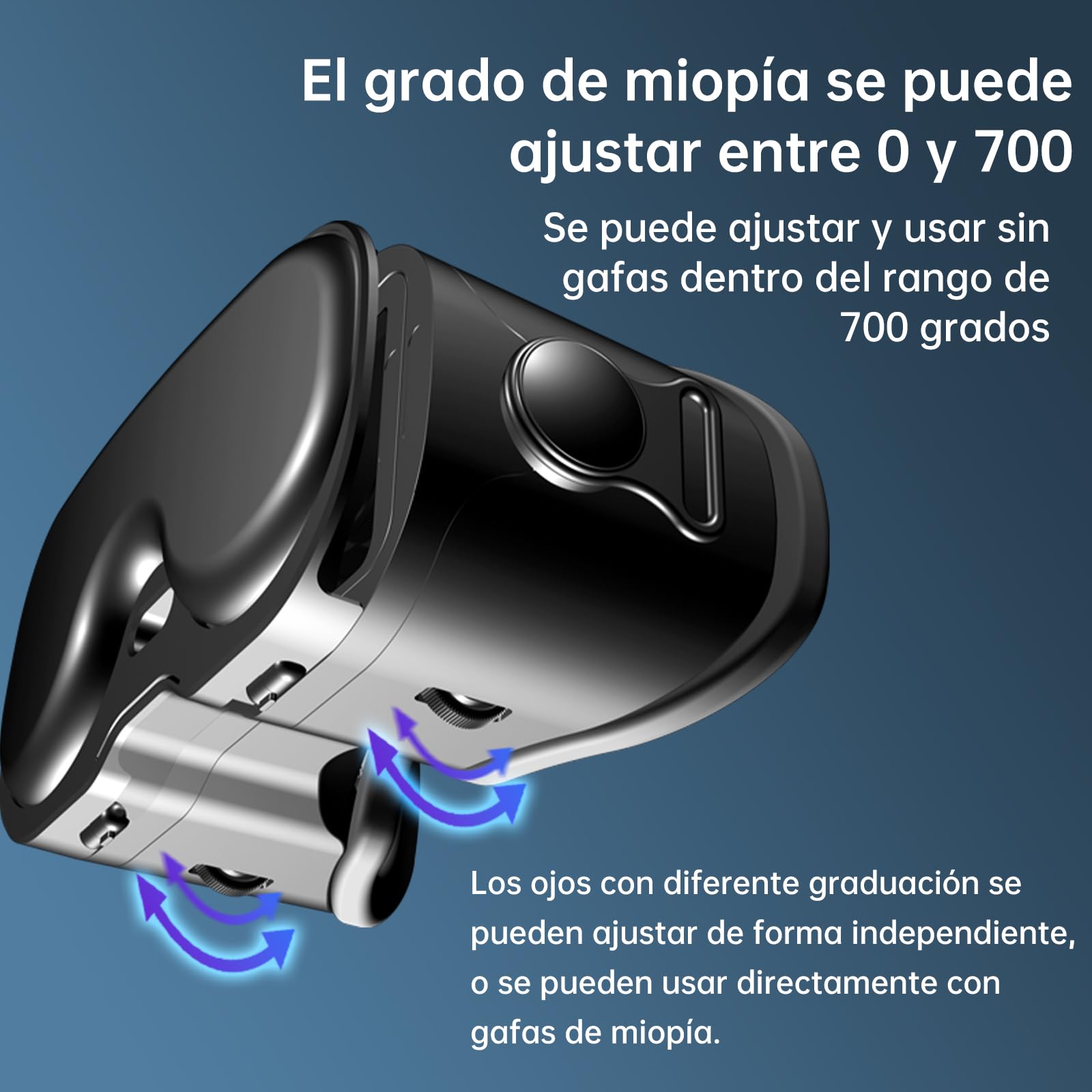 Occhiali VR per cellulare con telecomando, occhiali per realtà virtuale 3D regolabili (miopia 0-700°) e protezione facciale anti-luce blu, compatibile con Android/iOS (5-7"), regalo ideale per bambini