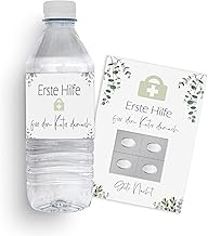 Nastami 20 x Set Für den Kater danach Eucalyptus 20 Banderolen für Wasserflasche + 20 Postkarten
