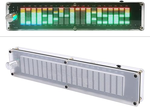 Audio Spectrum Analyzer, Audio Equalizer with Display, LCD Indicator Light, 10 Modes, 15 Band, Dual Channel 20 to 20Khz Music Spectrum Equalizer for Audio Enthusiasts