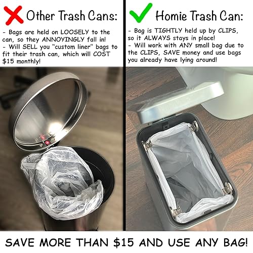 Miniatura 4 de Cubo de basura rectangular de 10 litros con forro antideslizante y tapa antideslizante se utiliza como mini cesta de basura contenedor delgado o