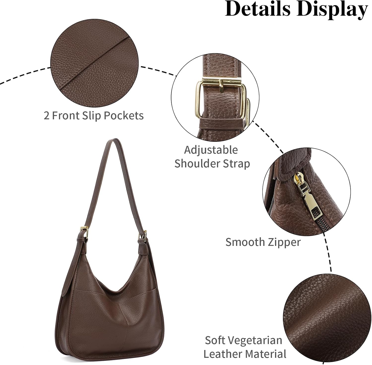 GOIACII Hobo Bags for Women Foldable Vegan Leather Shoulder Purse Crossbody Tote Casual Slouchy Underarm Purse for Daily Use