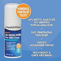 Vista 6 de HealthWise 2X Medicated Roll-On 10% Menthol + 20% Methyl Salicylate Pain Relief Cream 3 oz. 88.5 mL Quick-Dry Formula Immediate