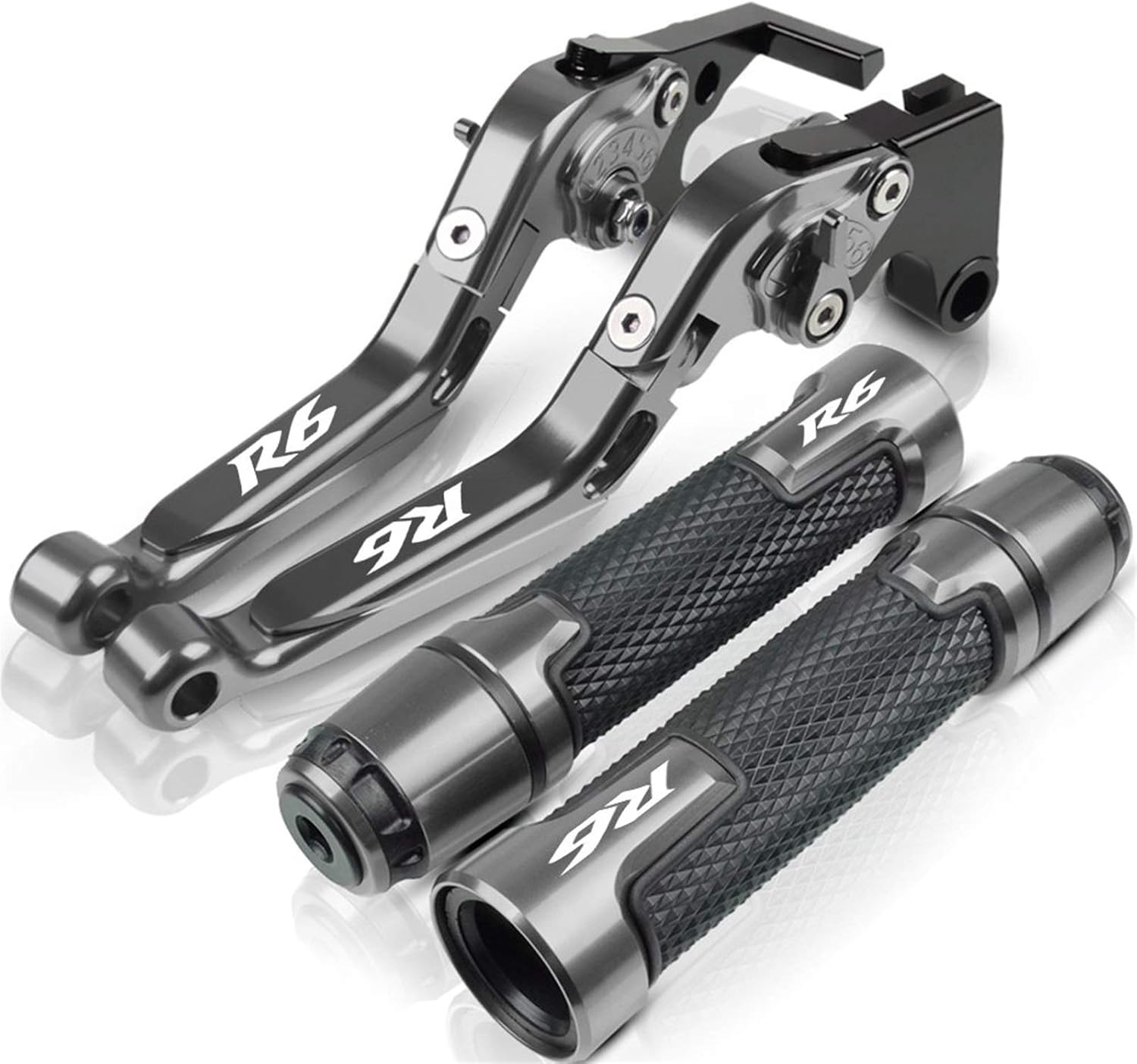 Motorbike Grips Motorcycle Brake Clutch Lever Handlebar Grip Ends for Yamaha YZF R6 2005 2006 2007 2008 2009 2010 2011 2012 2013 2014 2015 2016 Motorcycle Handle Grips End (Color : Black)