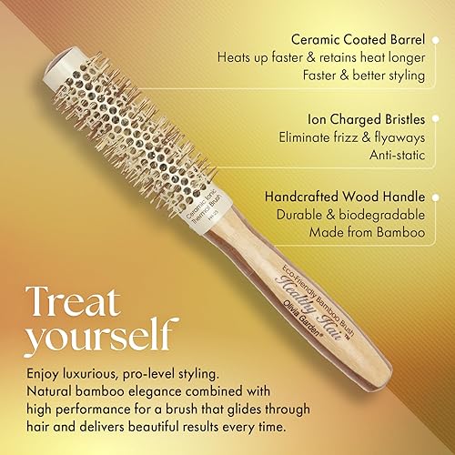 Miniatura 3 de Olivia Garden Cepillo de pelo redondo térmico iónico de bambú para cabello saludable (no eléctrico)