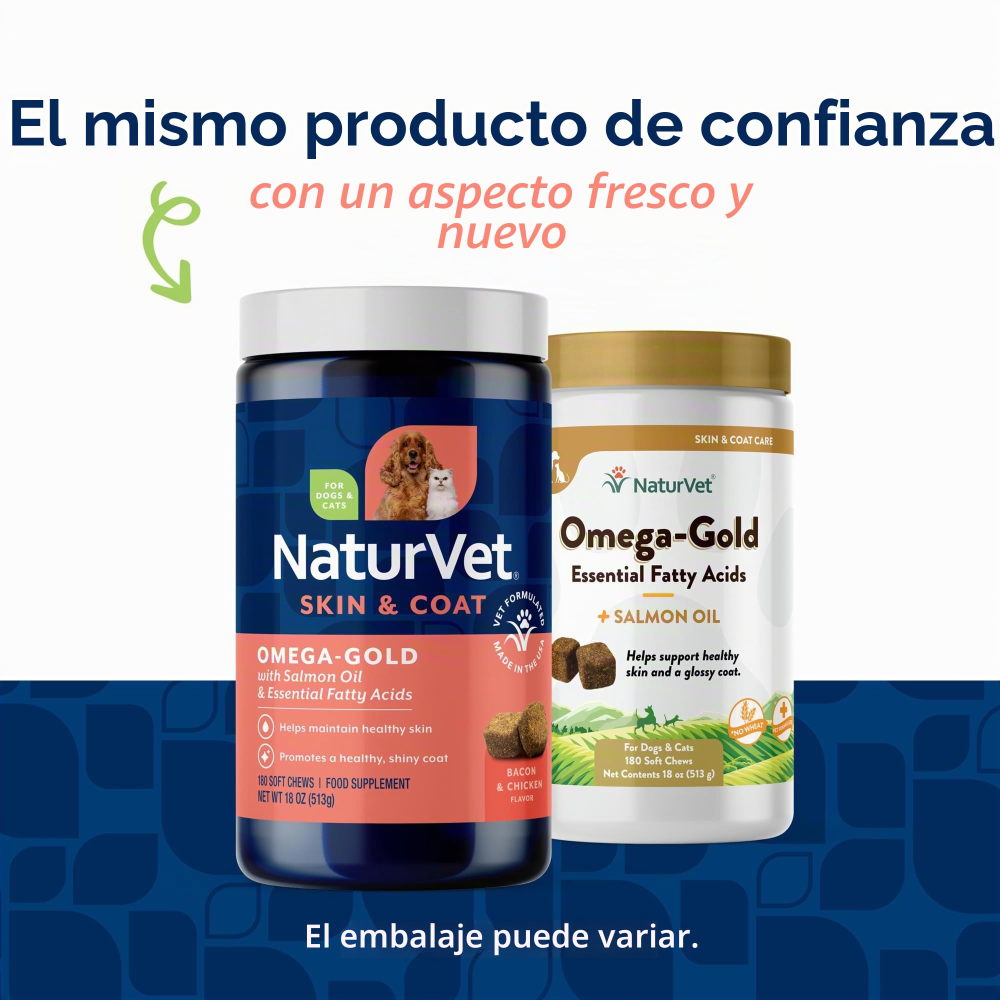 Omega Gold - Suplemento para piel y pelaje para perros, aceite de salmón con ácidos grasos Omega-3 y Omega-6, DHA y EPA para una piel saludable, pelaje brillante, salud articular y cardíaca, 120