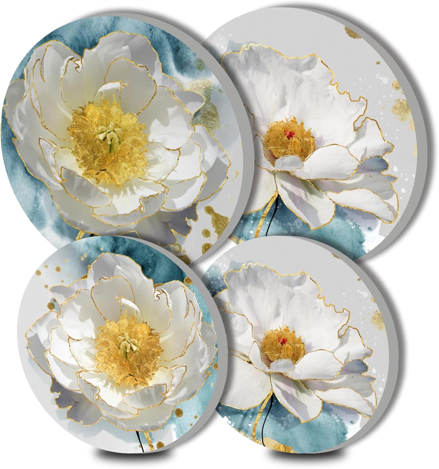 White Flower Stove Burner Covers, Gas Stove Burner Covers Set of 4, 8