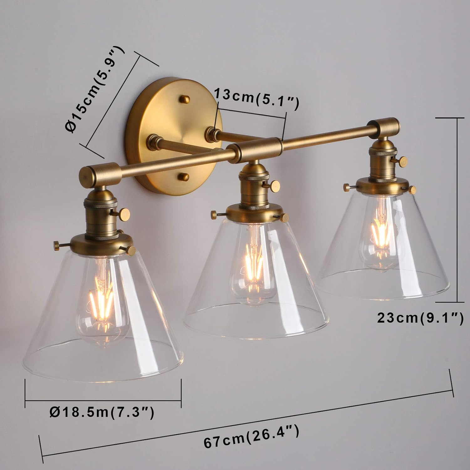 🔥 Hot Deals Phansthy 3 Light Sconce Wall Mount Bathroom Light Fixture with 7.3 Inches Cone Clear Glass Canopy, Antique Flash Deals - 80% OFF Phansthy 3 Light Sconce Wall Mount Bathroom Light Fixture with 7.3 Inches Cone Clear Glass Canopy, Antique