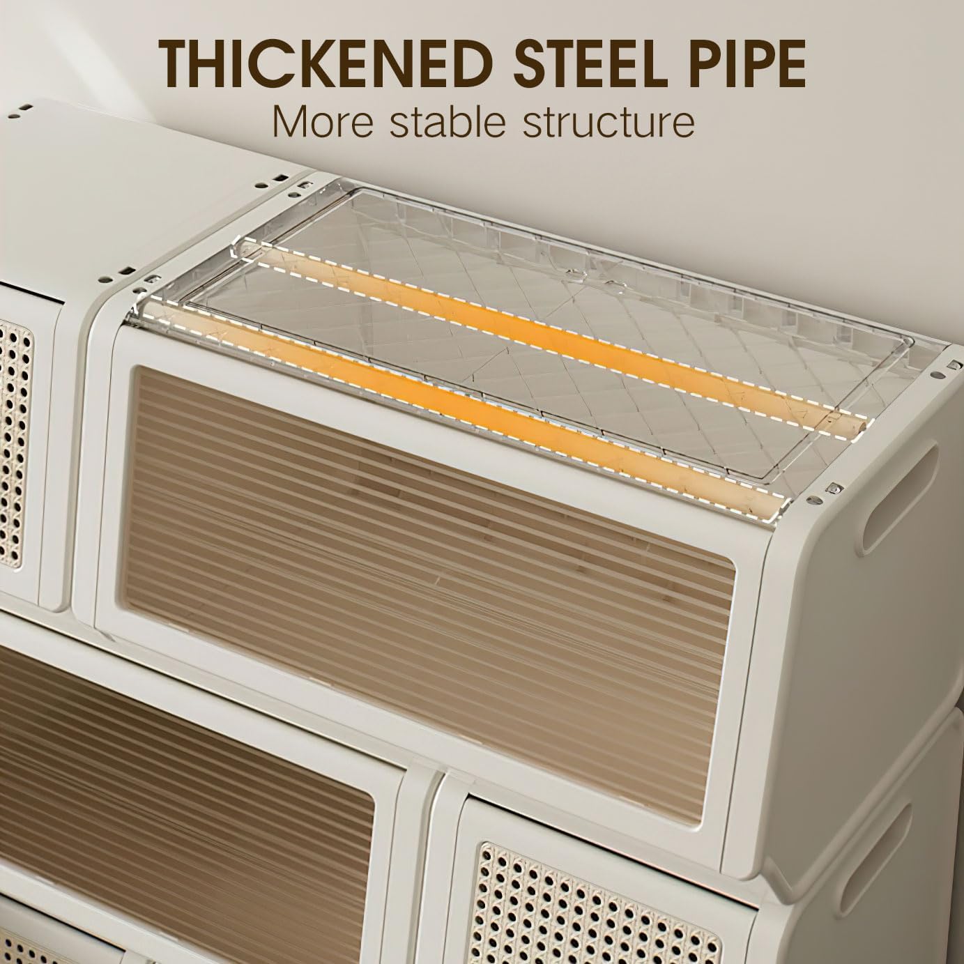 SunSettler Plastic Storage Organizer with Flip Door, Stackable Storage Cabinet, Magnetic Opening, Large Capacity Clothes Toy Shoe Cabinet, Easy Assembly for Living Room Bedroom