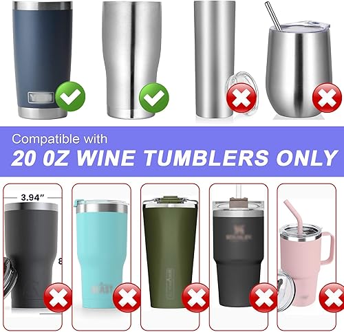 Miniatura 5 de Weierken Tapas deslizantes a prueba de salpicaduras de 20 onzas, 2 onzas, resistentes a derrames para vaso, apto para popote