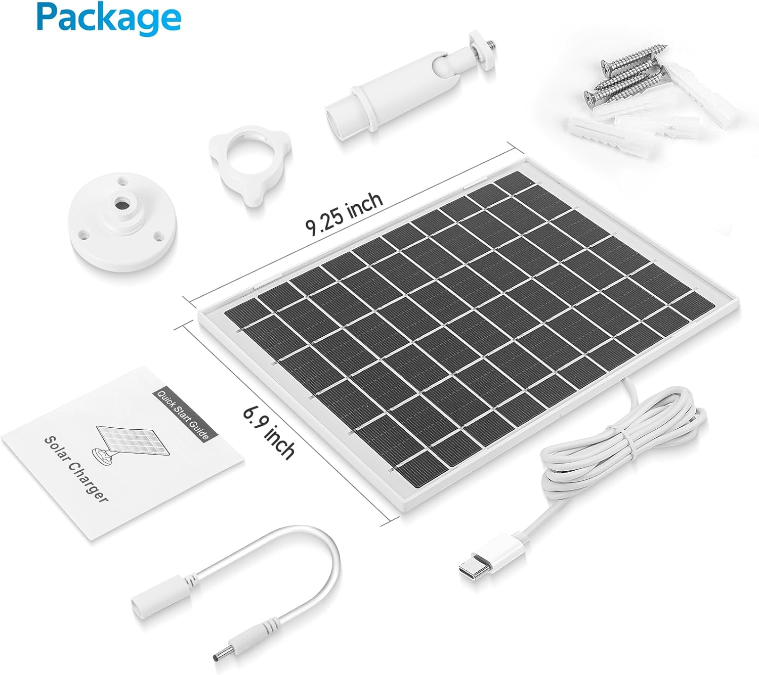 3 Pack Ring Camera Solar Panel, 7W Small Solar Panels Supply for Ring Stick Up Cam Battery, IP65 Waterproof Ring Solar Panel Charger Type-C and DC Port