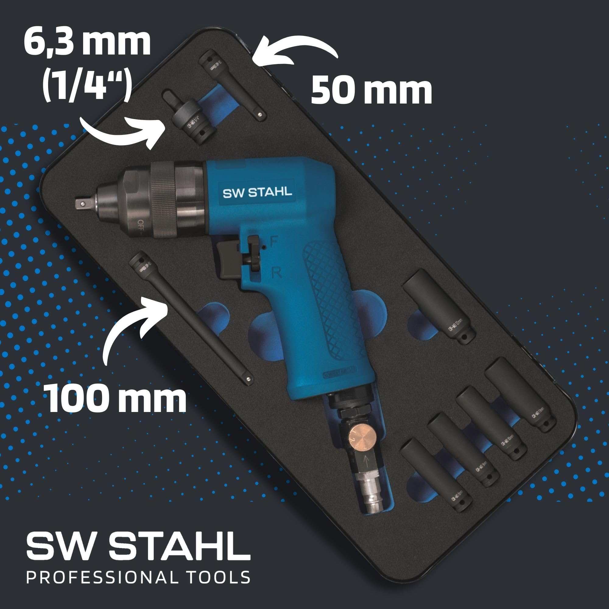 Asta 1/4" Vibrations-Druckluft Schlagschrauber Set  Fr Diesel Glhkerzen,  10/20/30/40 Nm Sw Stahl