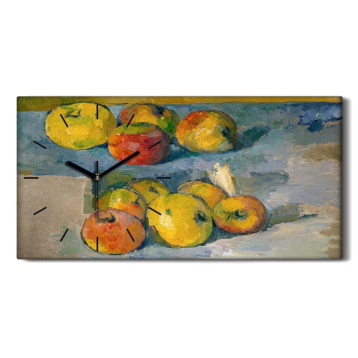 Horloge sur toile de salon 60x30cm tableau art moderne haut de gamme motif pommes