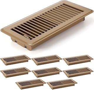 4 x 10'' Floor Vent Covers Heavy Duty Floor Register Metal Heat Vent Covers with Rust Proof Finish for Home Floor Heater (Brown,8 Pcs)