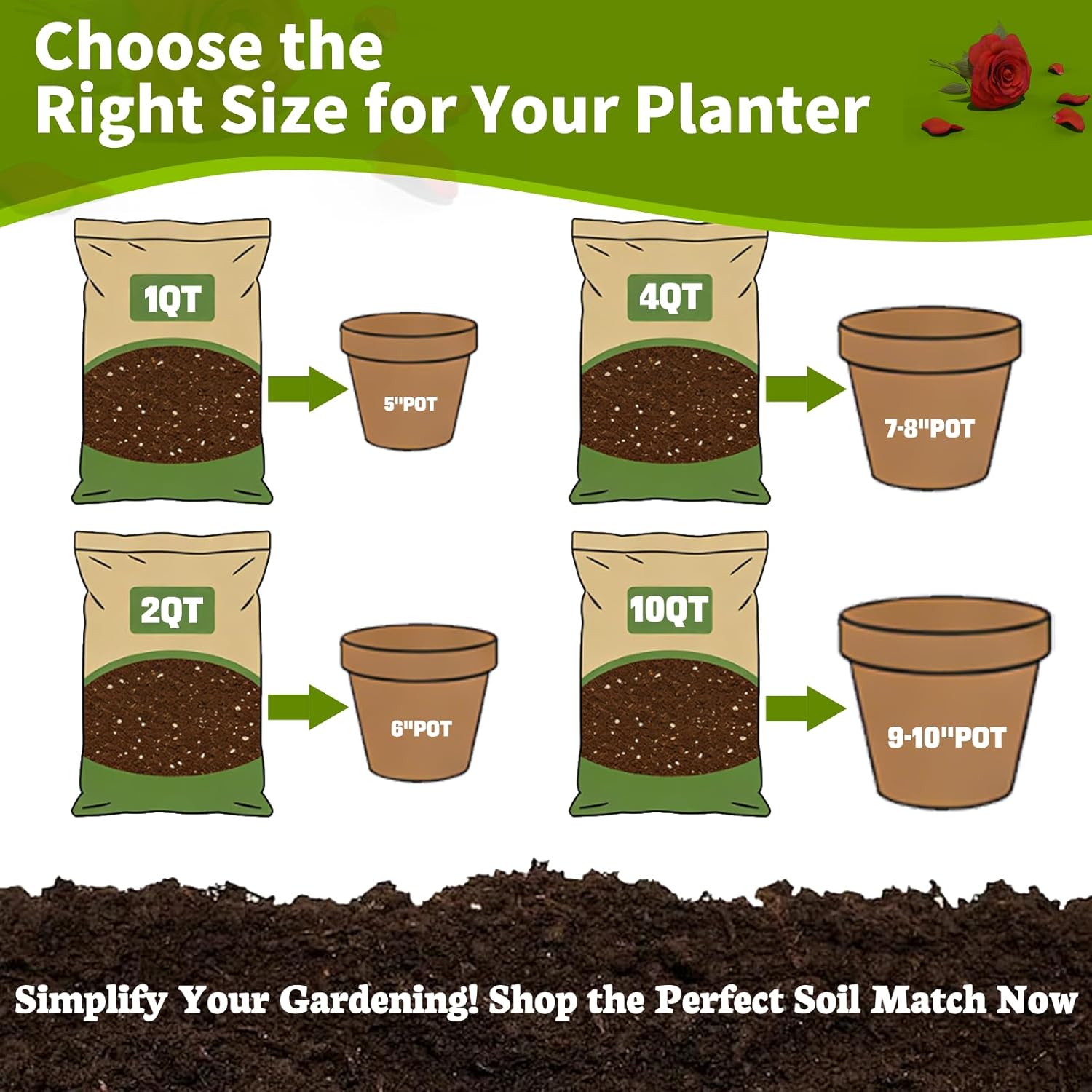 Rose Soil Potting Soil 10qt- Natural Organic Potting Mix for Roses, Superior Drainage & Breathability, Nutrient-Rich Formula to Support Healthy Rose Growth