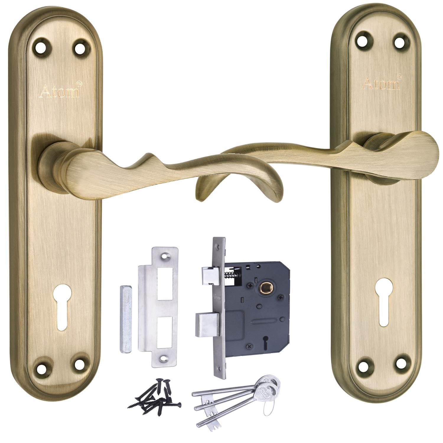 Atom Heavy Duty Mortise Door Lock for Bedroom, Living Room, Main Door, Brass Antique Finish | 3 Keys | 6 Lever Double Stage Lockset for House Hotel Office(MERCURYKY) (B07BRDGF5C) Amazon Price History, Amazon Price Tracker