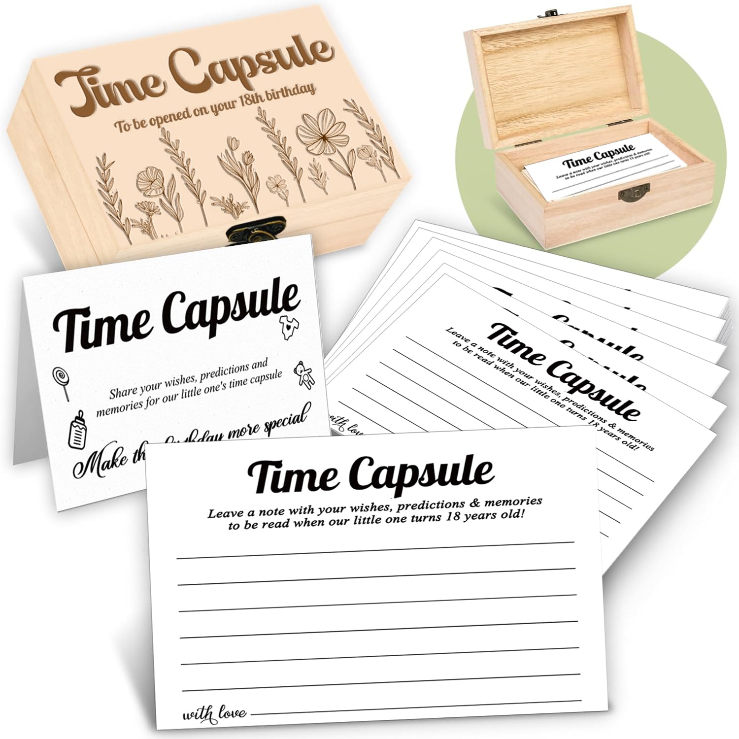 Dwsiplytg Baby Time Capsule Box 1st Birthday, Time Capsule Cards for First Birthday Party Games, 1st Keepsake Gifts for Babies, Baby Shower Party