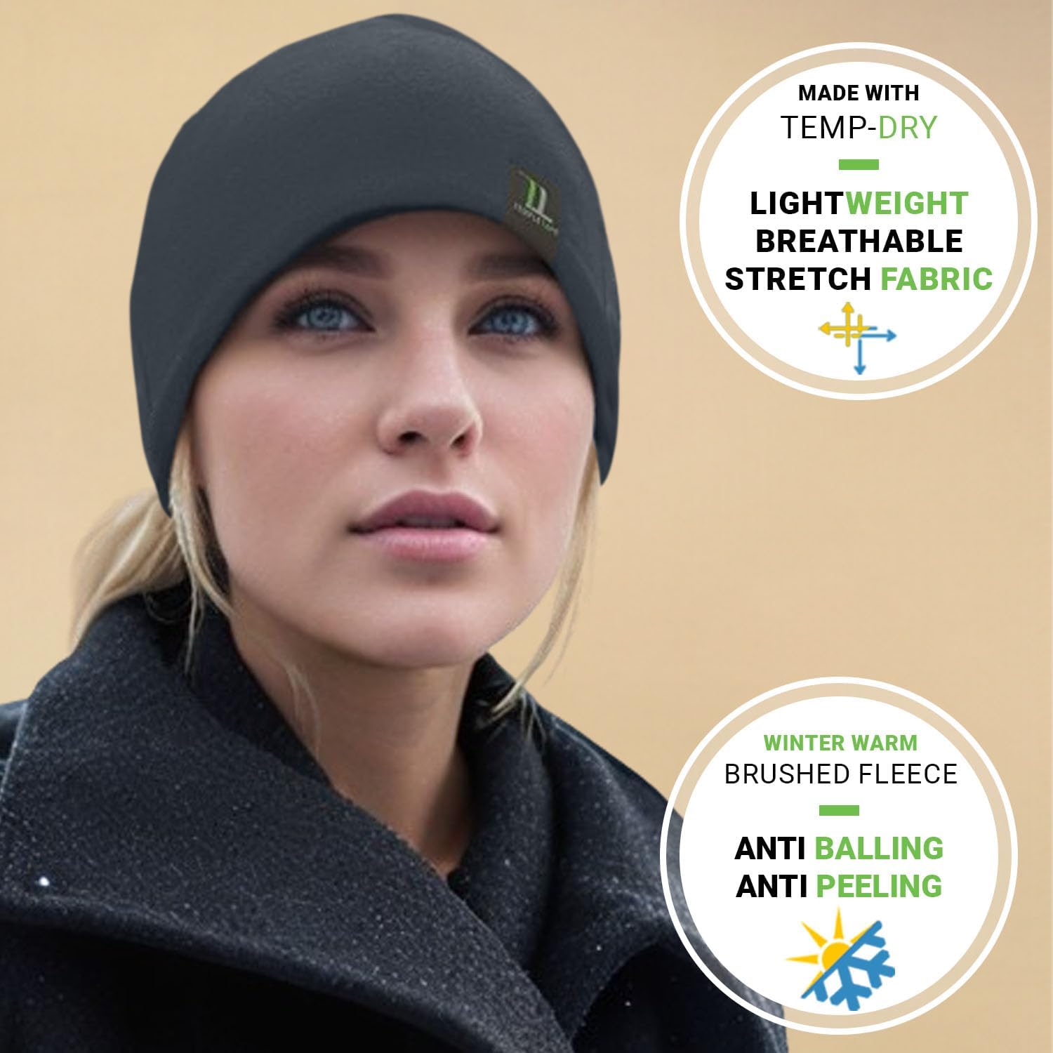 Temple Tape Tactical Fleece Watch Cap Beanie – Skull Cap Fleece Hat - Mens & Women - Image 9