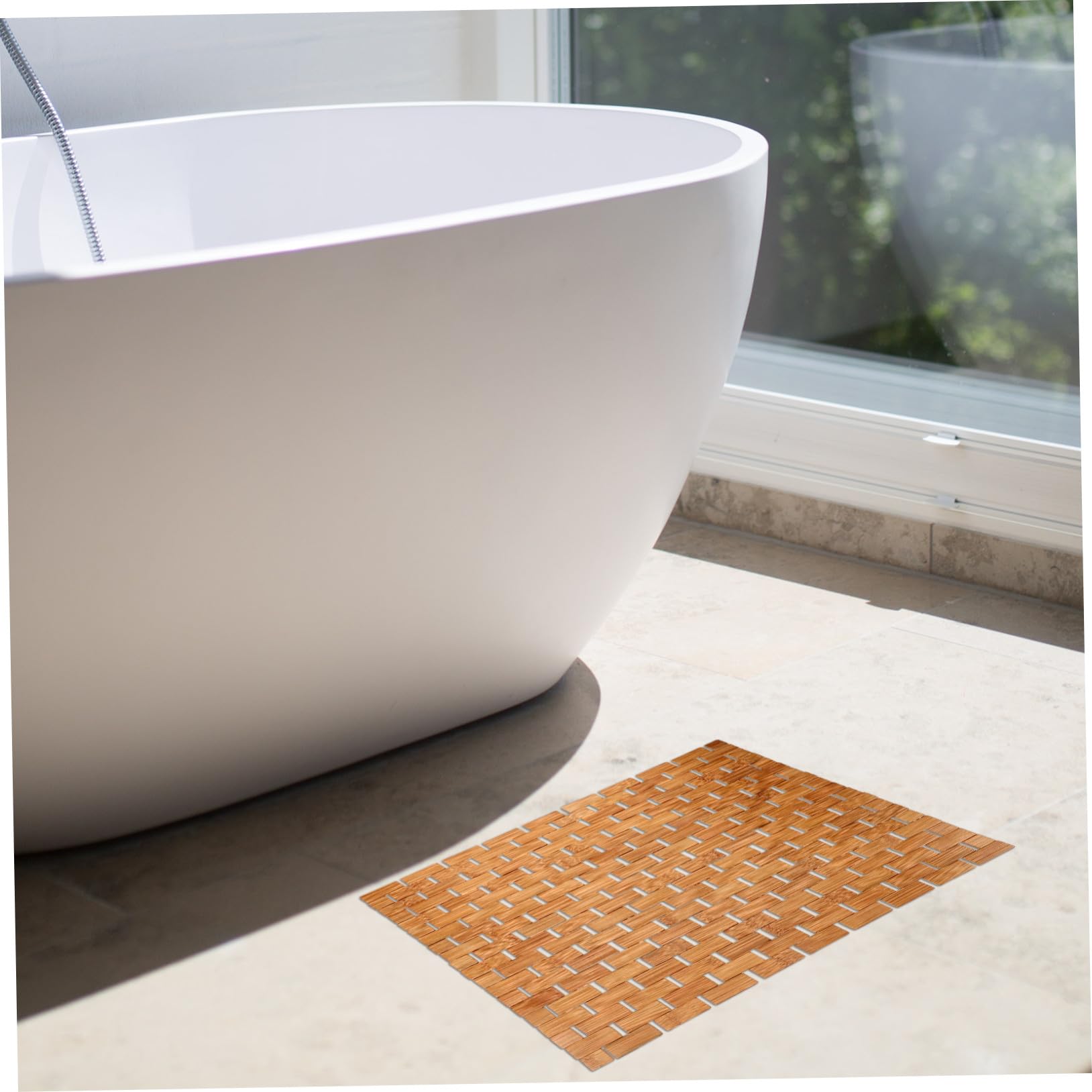 VALICLUD Alfombrilla Antideslizante De Bambú 40x60 Cm, Esterilla De Suelo Resistente Al Agua Diseño Trenzado, Material Natural De Bambú Carbonizado, para Baño, Ducha y Cocina, Uso Doméstico y Oficina