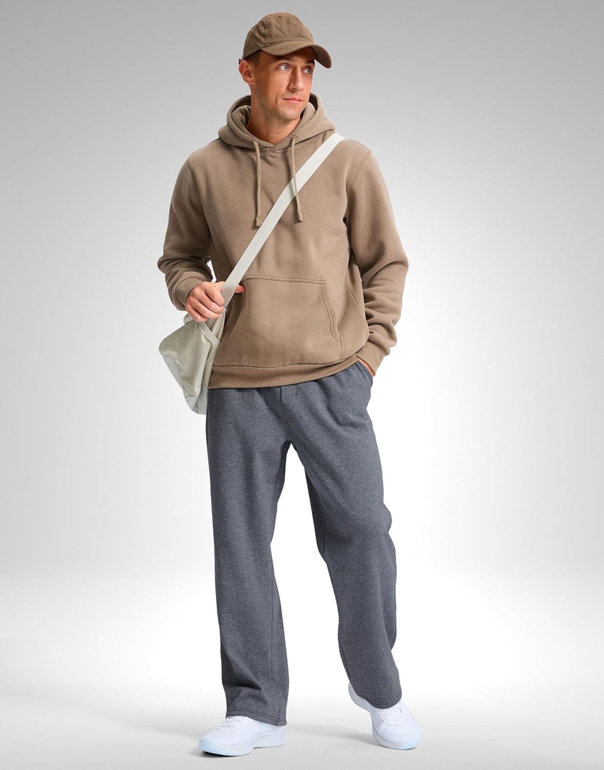 Soothfeel Men's Fleece Sweatpants Cotton Open Bottom Straight Leg Baggy Winter Warm Pants Sweatpants - Image 3