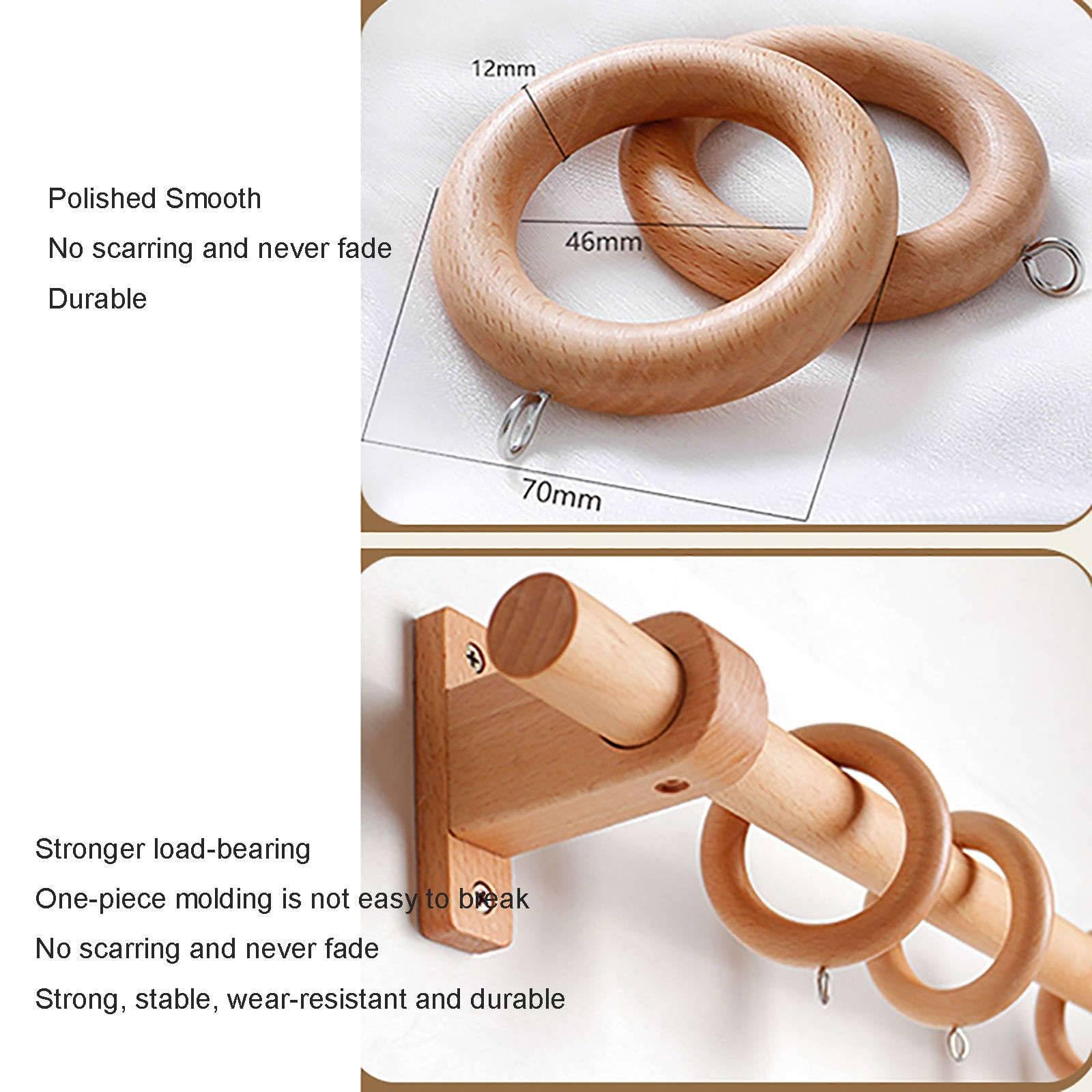 Tringle à rideaux en bois lourd de 29 mm – Tringle à rideaux simple de 140 cm avec 2 supports, design moderne pour décoration d'intérieur, anneaux non inclus, parfaite pour le salon et la chambre à
