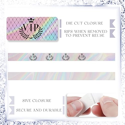 Miniatura 10 de 500 pulseras de papel VIP de plástico, impermeables, para identificación de fiestas, para eventos, parques de atracciones, club, conciertos, ferias,