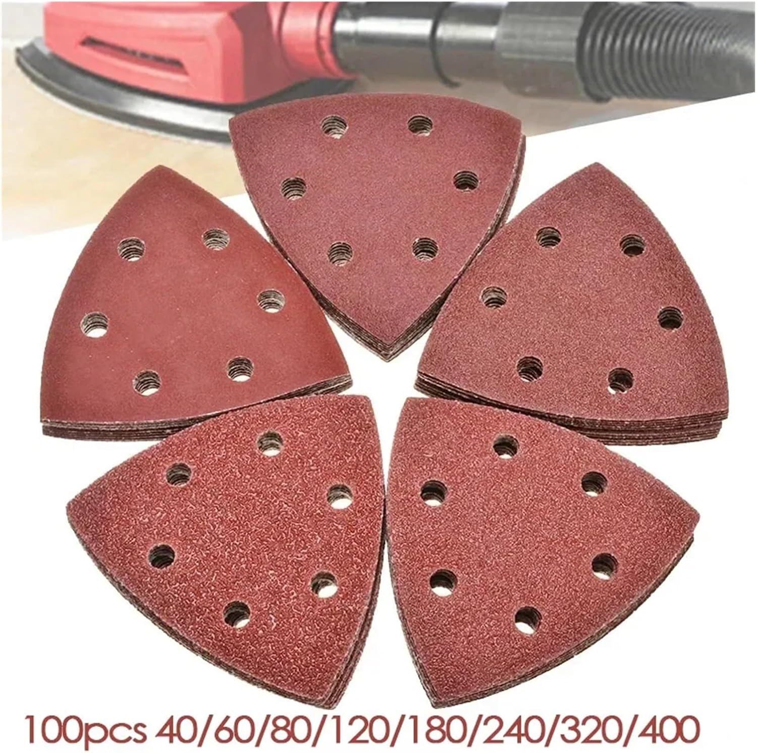 Sanding Pads, 60PCS 90mm *90mm Triangular Sanding Disc Sander Hook & Loop Sandpaper Abrasive Tools for Sanding Grit 40-400 for Wood Furniture(60pcs 40grit)