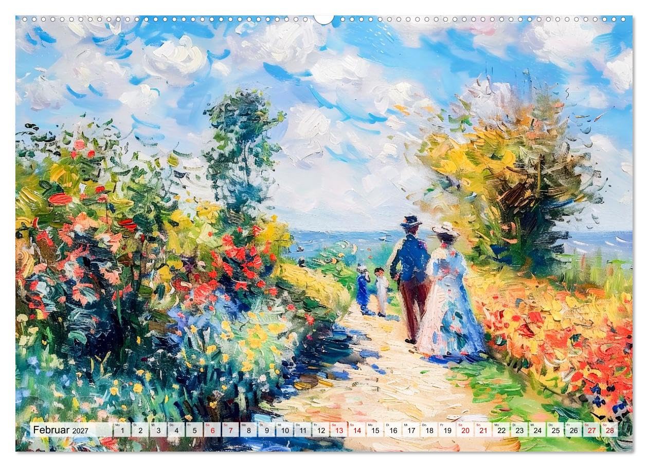 CALVENDO - Gärten im Licht - Impressionistische Spaziergänge mit Blütenpracht (hochwertiger Premium Wandkalender 2027 DIN A2 quer), Kunstdruck in Hochglanz: Farbenfrohe Gartenwelten voller Romantik un