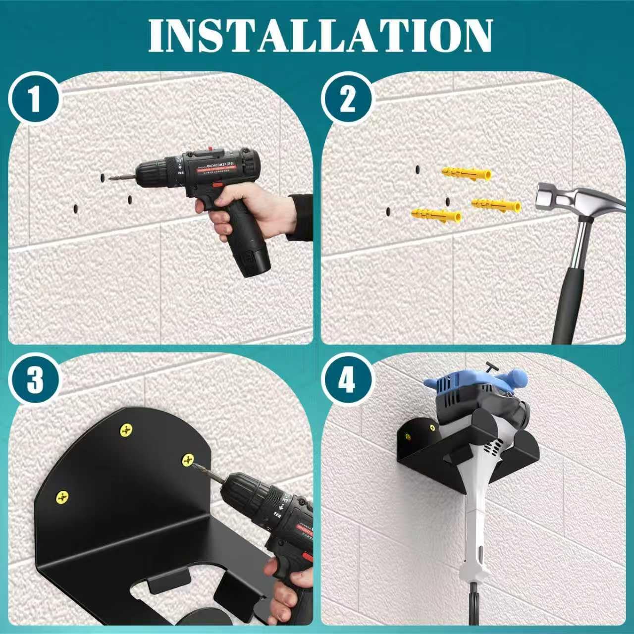 (2 Pack) Garage Organizer Trimmer Rack, Wall Mount Garden Power Tool Hanger Weed Holder,Weed Wacker Wall Rack Garage Tool Organizer for Grass Trimmer, Hedge Trimmer,Garage Tool