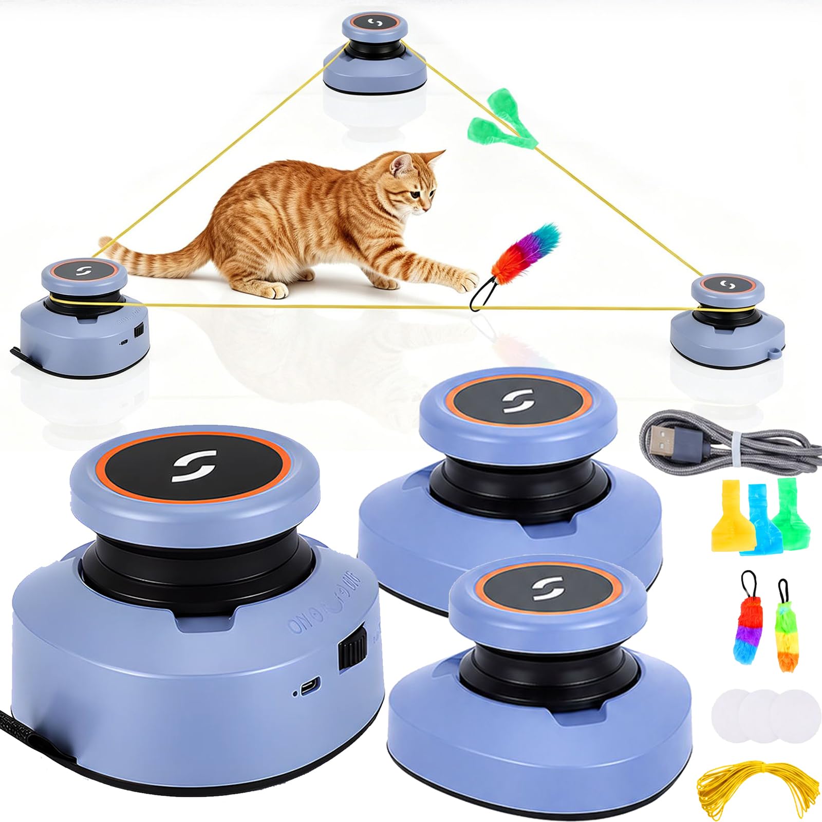 Katzenspielzeug, Selbstbeschäftigung Aufladbare Elektrisch Cat Toys Interaktives Intelligenzspielzeug Katzenspielzeug Satz Katzen Geschwindigkeit Einstellbar Katzenlaufband (A)