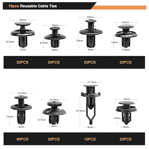 Vista 27 de GOOACC Surtido de 635 clips de retención de empuje para automóvil y sujetadores automáticos, 16 tamaños más populares, remaches de parachoques