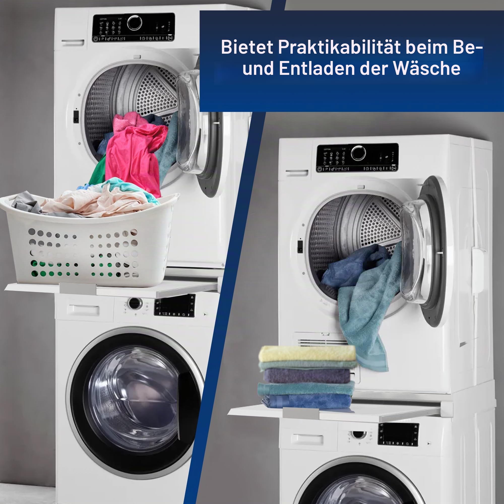 Hd-Line Universeller Zwischenbaurahmen - Für Waschmaschinen und Trockner, mit herausziehbarem Fach, vibrationsdämpfend und kippfest Größe (60x54x10 cm, bis 15 kg)