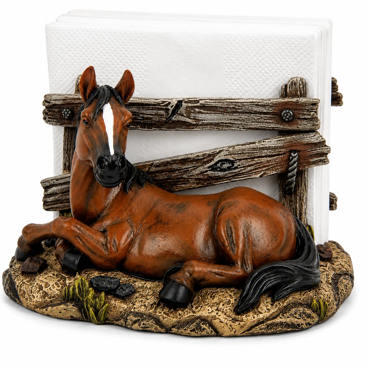 Porte-serviettes cheval résine marron support mural salle de bain style rustique Comfy Hour