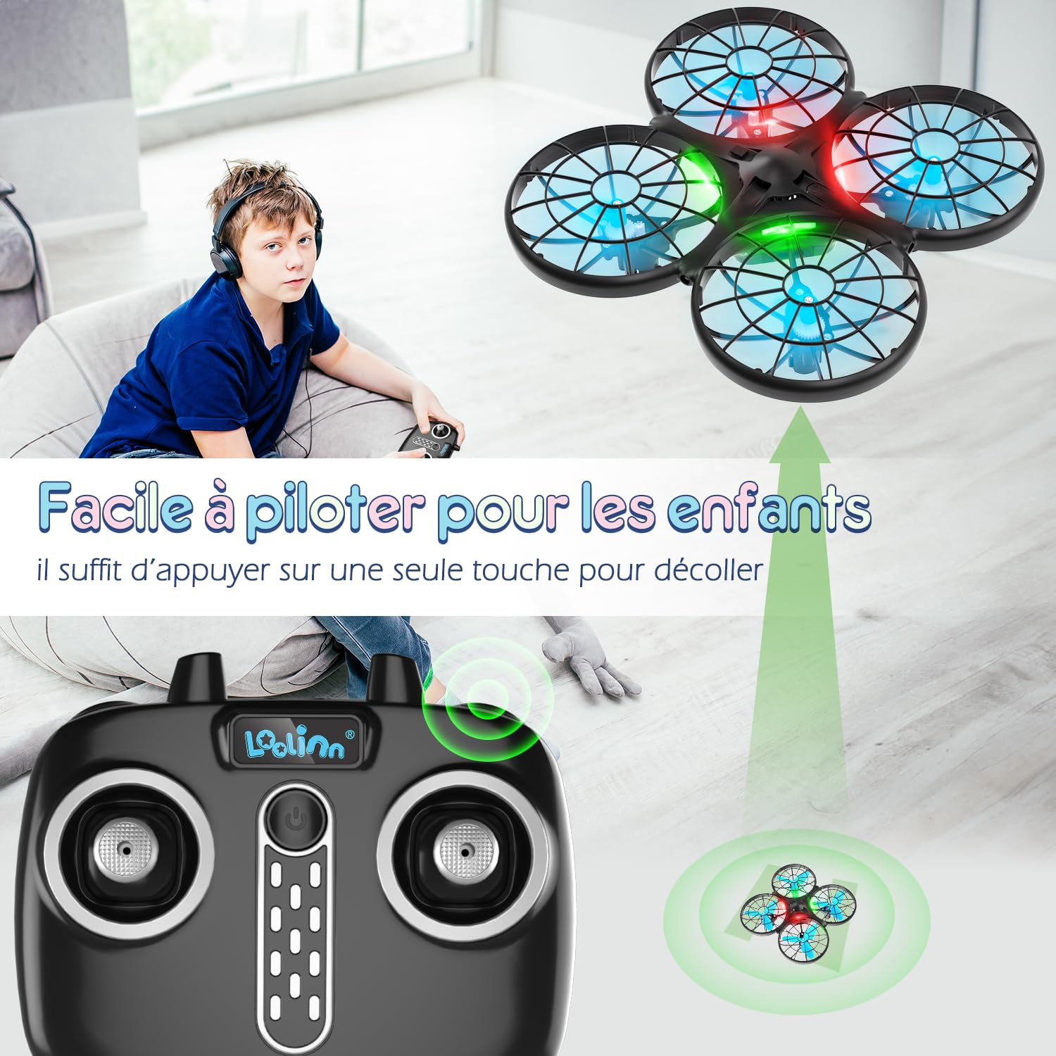 Drone pour Enfant Mini Drone Télécommandé Anti-Collision Automatique Certification C0