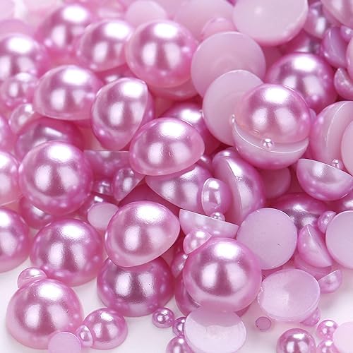 1000 medias perlas con parte trasera plana, de 0.157 in, 0.236 in, 0.315 in, 0.394 in, 0.472 in y 0.551 in, cuentas redondas para manualidades,