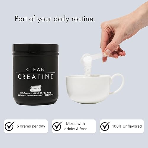 Miniatura 6 de CLEAN Creatina - Creapure 100% creatina monohidrato en polvo para la salud muscular, el rendimiento y el apoyo cognitivo  Certificado por terceros