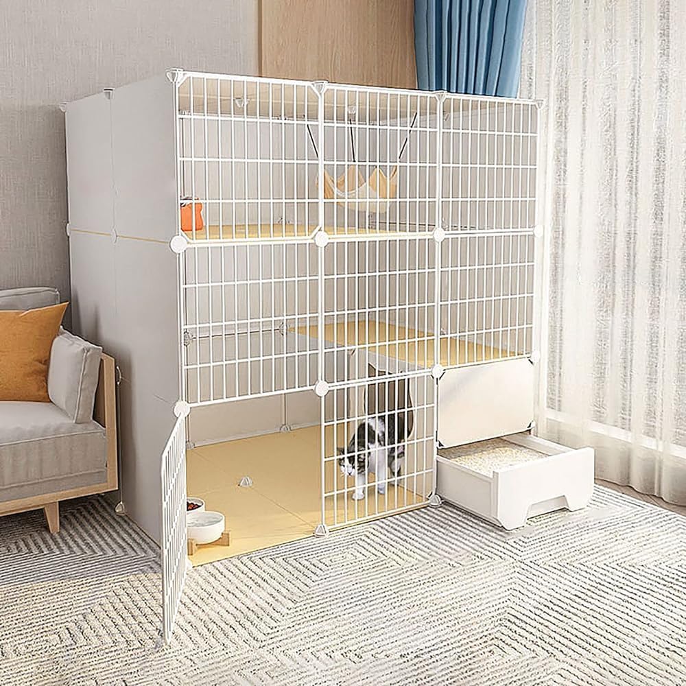 Gabbie per Gatti - Gabbia per Gatti da Interno, recinto per Gatti, recinto per Gatti da Balcone, Cuccia Fai da Te Staccabile in Filo Metallico, Gabbia per furetti, Gabbie per porcellini d'In