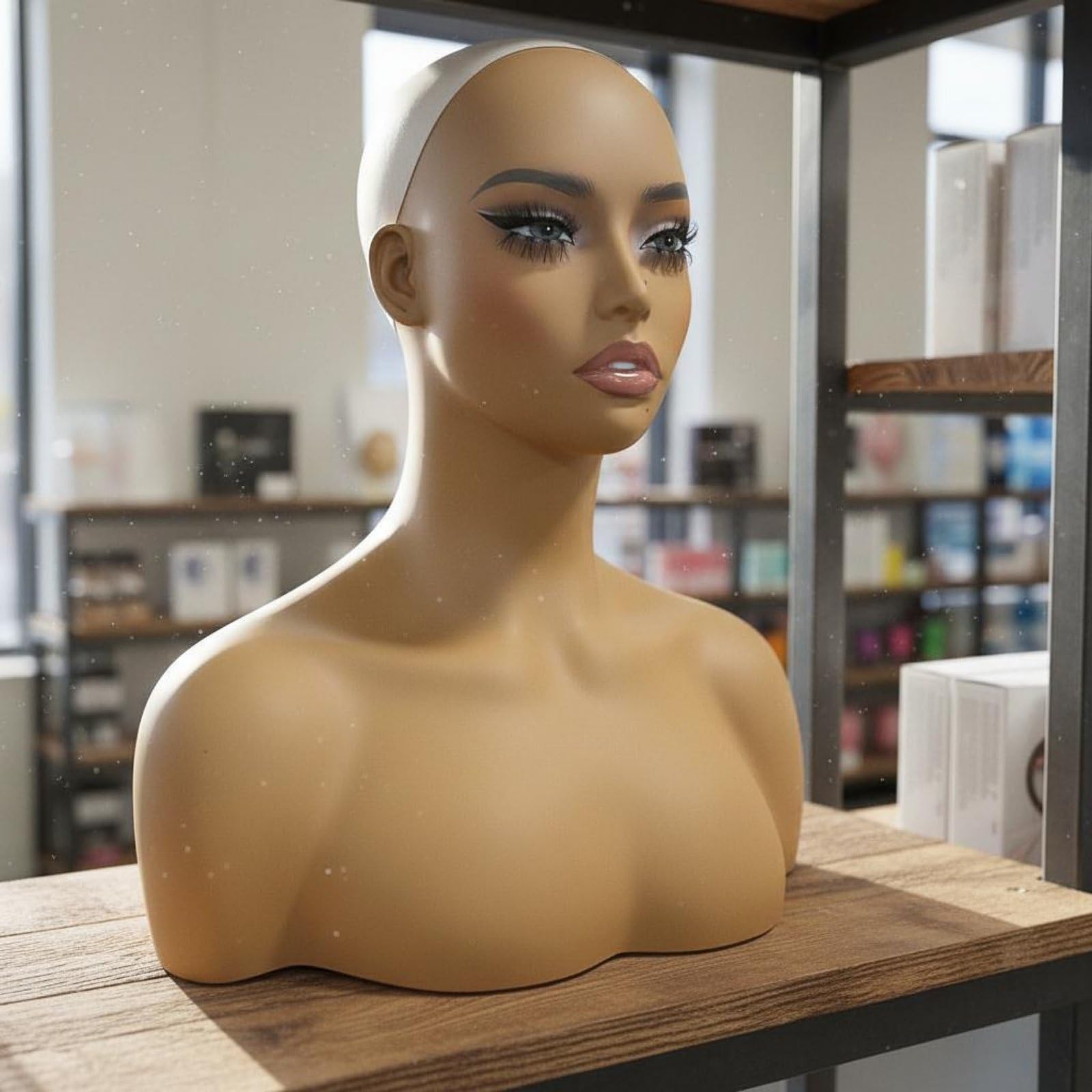 Perücke Aufstellkopf Damen Schaufensterpuppe Frisurenmodell PVC mit Natürlicher Oberfläche für Haarstyling für Studio Friseursalon
