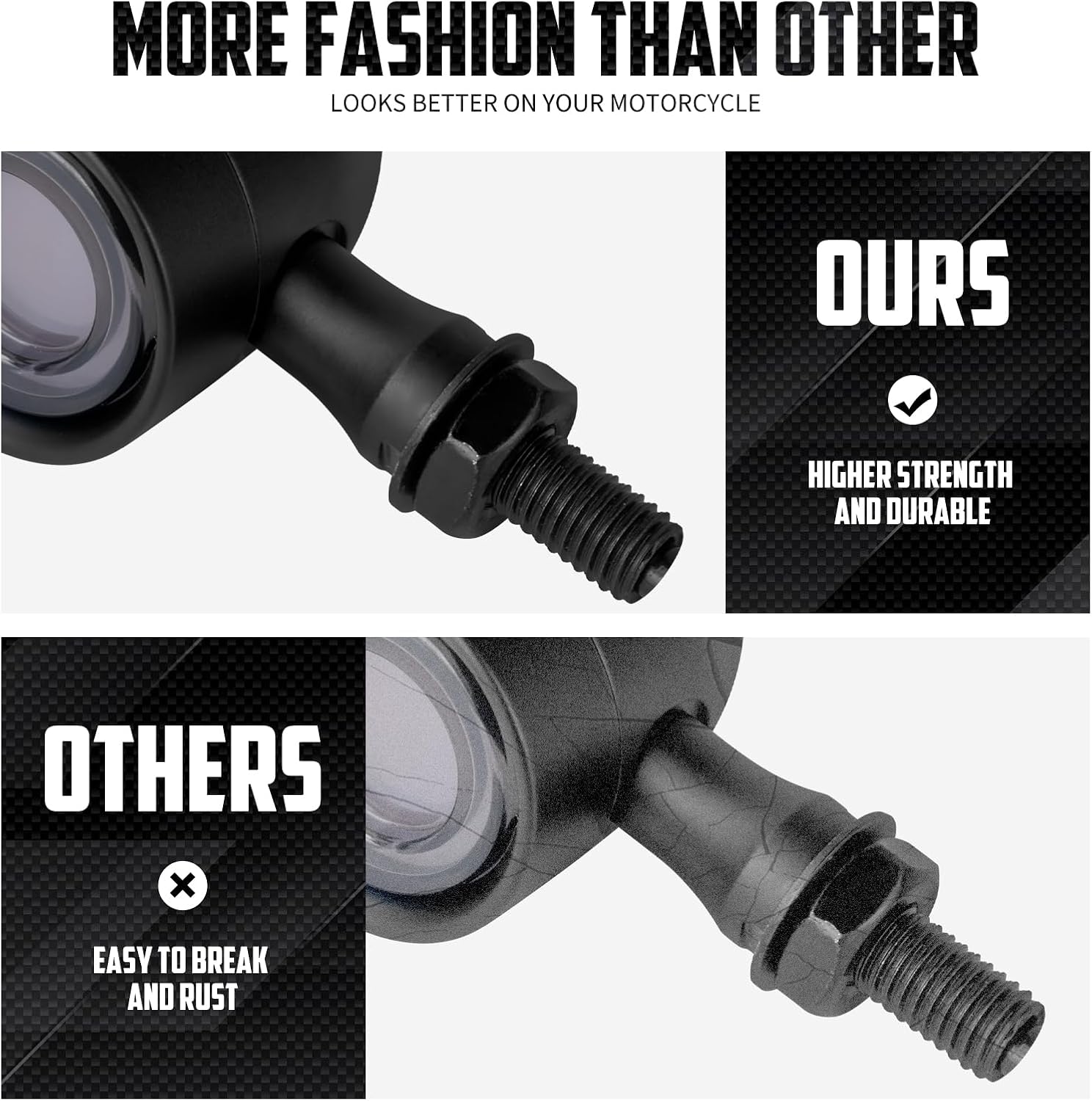 LED Turn Signals Motorcycle Bullet Blinker Running Light Universal Fit for Harley Softail Dyna Sportster Chopper Bobber 10MM Thread 2PCS (Black Shell+4 Wires)