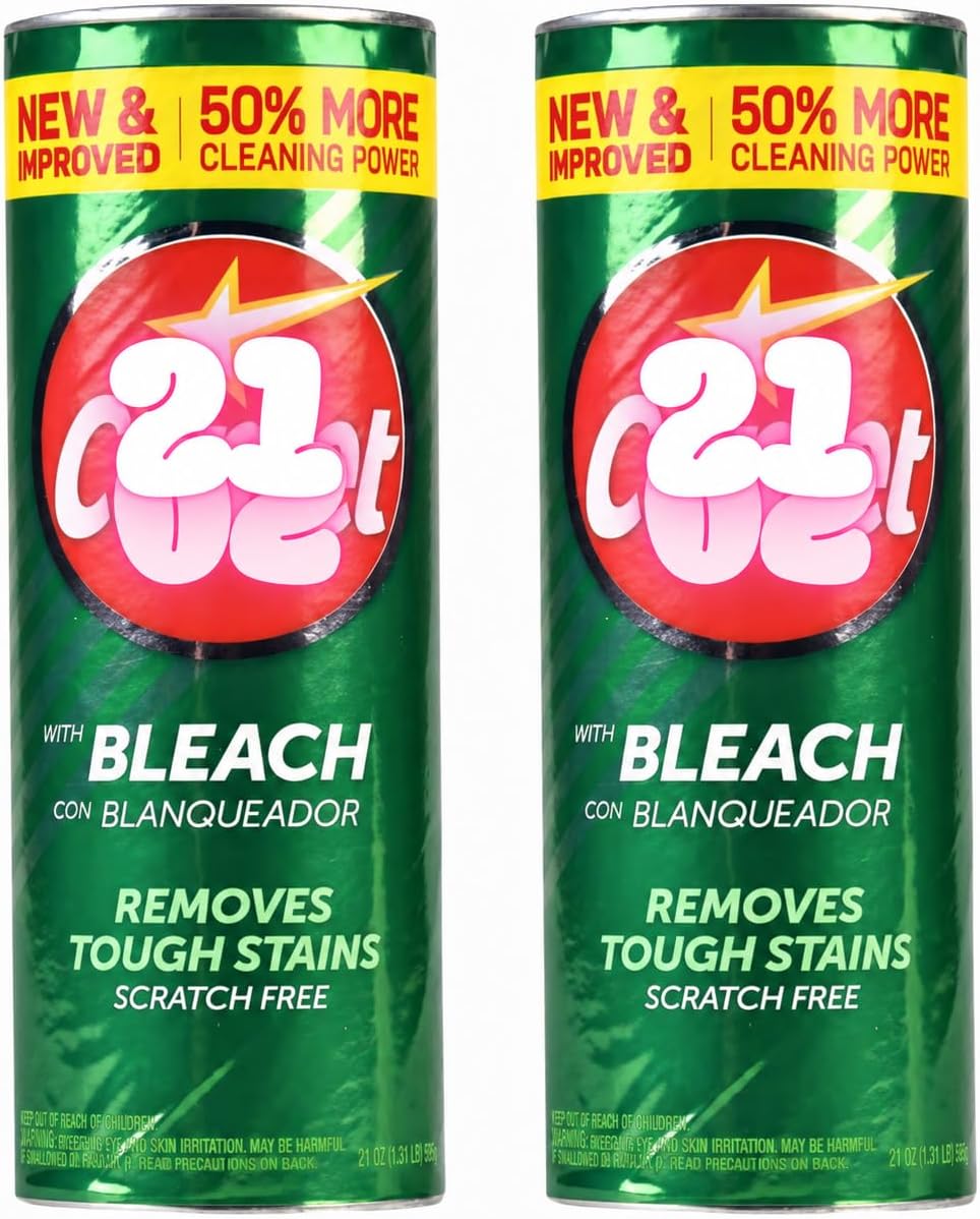 Multipurpose Cleaning Powder with Bleach, 21 oz, for Everyday Home Applications and General Household Use (2-Pack)