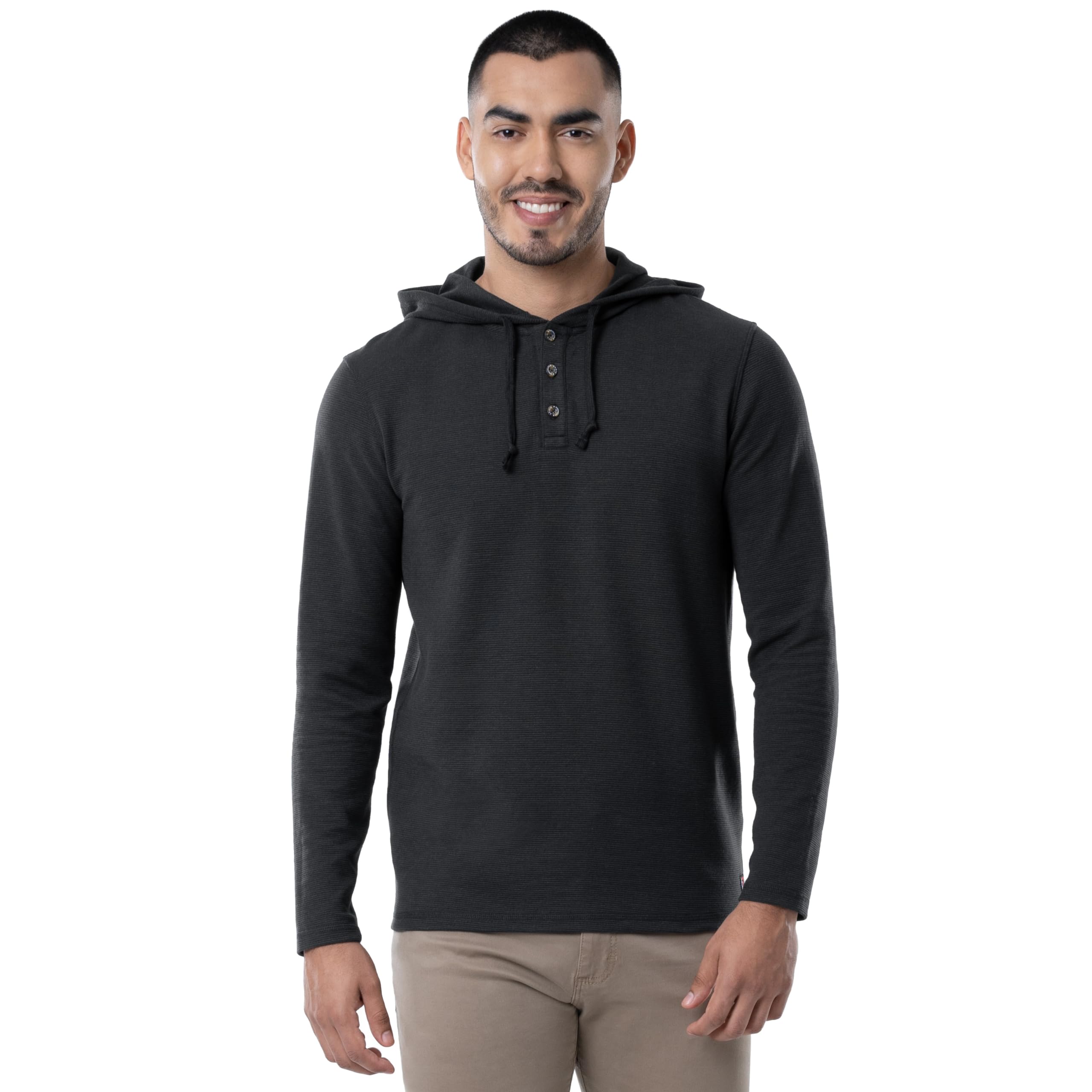 Wrangler Riggs Workwear Men's Henley Hoodie, Black, M