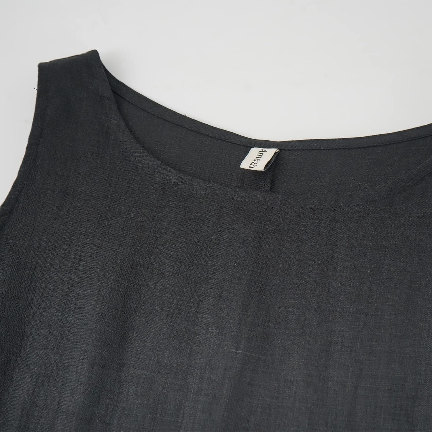 Amazhiyu Women's Linen Sleeveless Shift Dress with Pockets Crew Neck Casual Tank Dress - Image 5