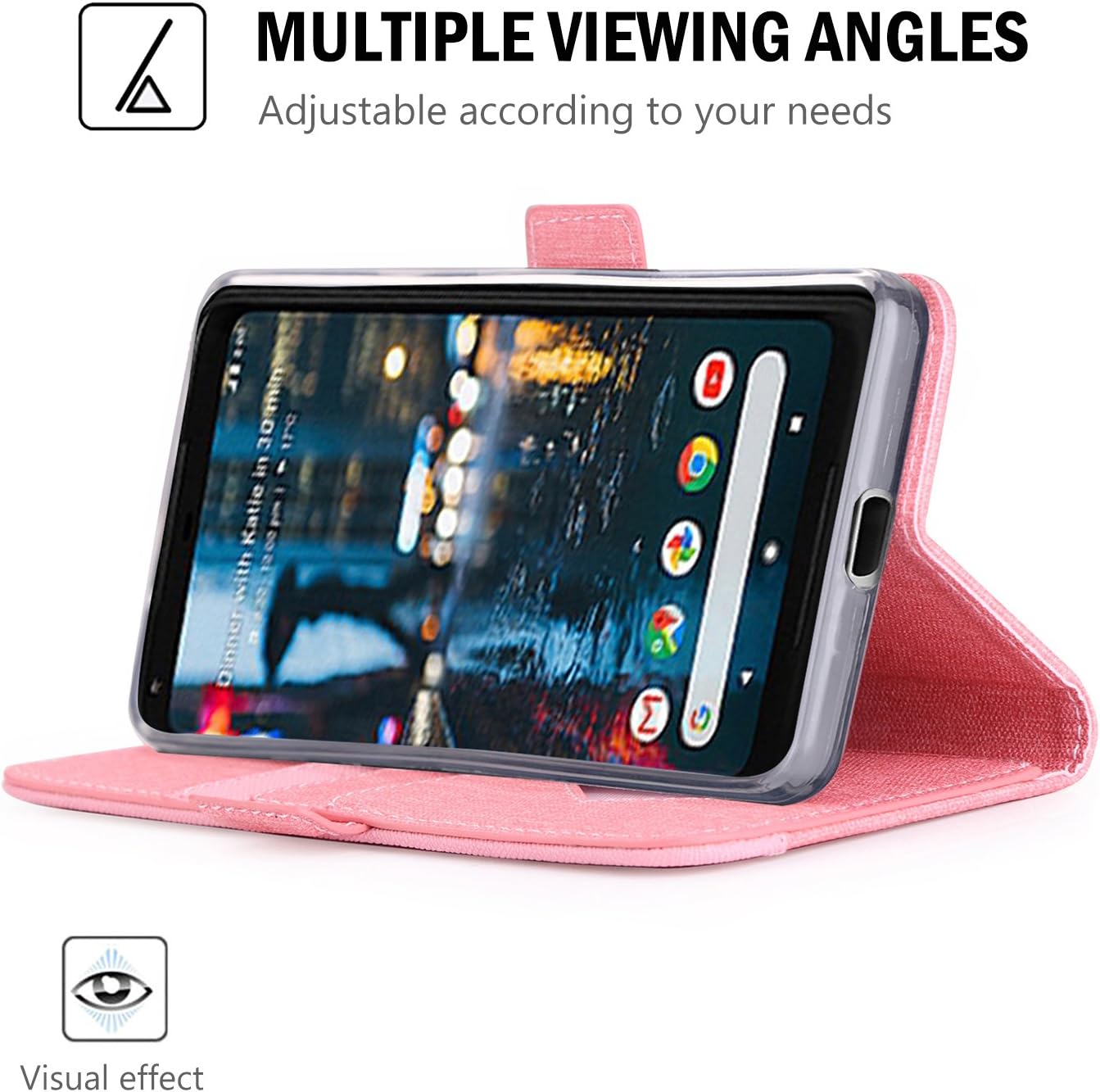ProCase Google Pixel 2 XL Case, Folio Folding Wallet Case Flip Cover Protective Case for Google Pixel 2 XL (2017 Release), with Card Slots Cash Clip and Kickstand -Pink