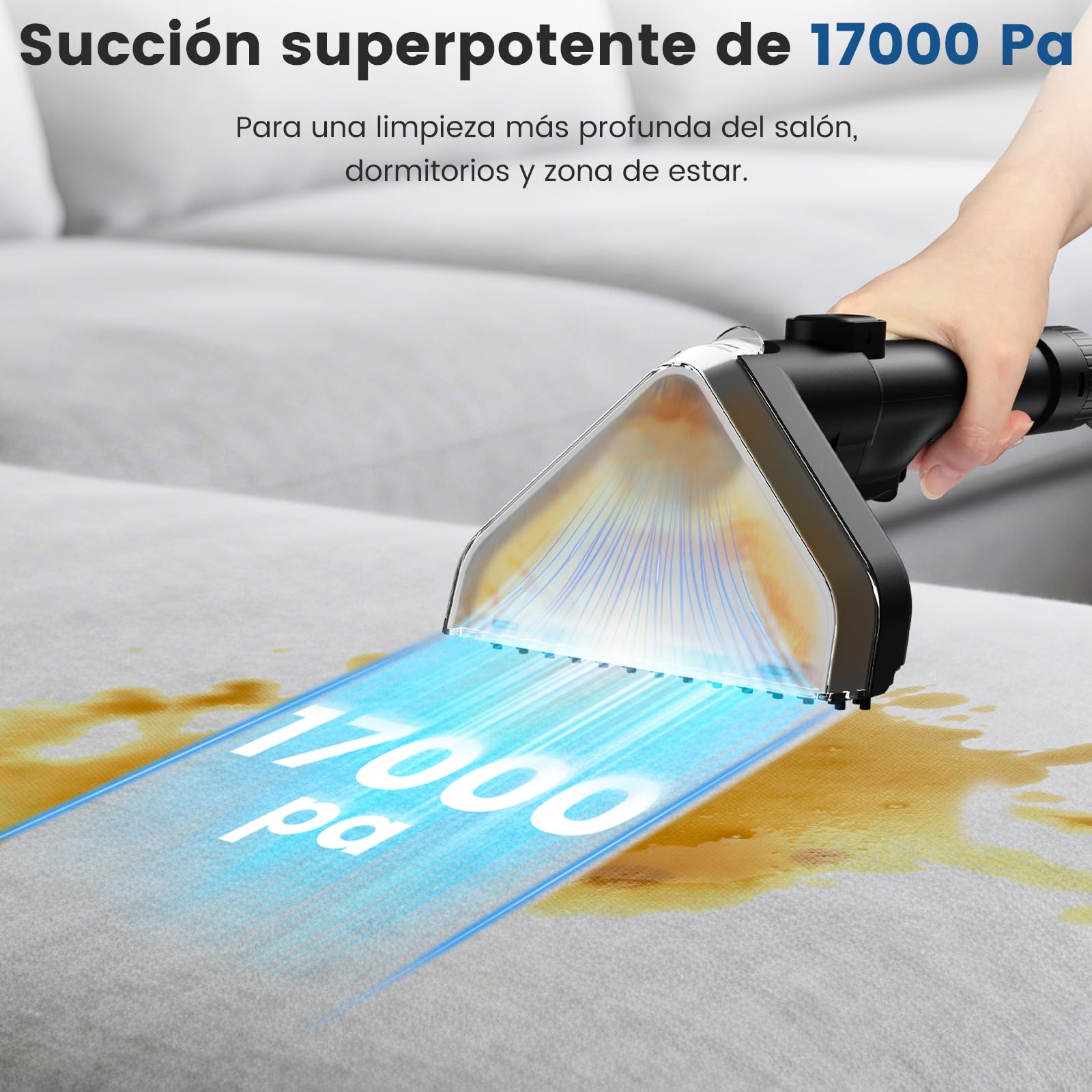 Kitcanis Limpiador de Tapicerías 17Kpa 600W Aspiradora de Agua Tapicería con 4 Accesorios, Máquina Limpiar Tapicerías Sofá Alfombra Coche, Depósitos 1.1L/1.2L, Aspirador Tapicerias con Agua