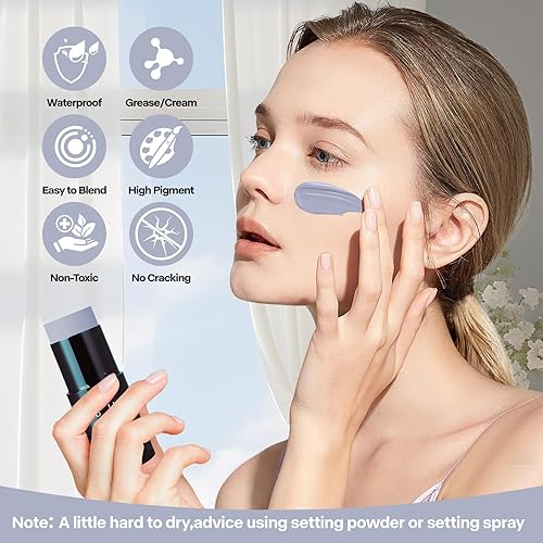 Miniatura 4 de Go Ho Barra de pintura facial gris claro mezclable en crema, cobertura completa, barra de pintura corporal gris para adultos y niños, Halloween,