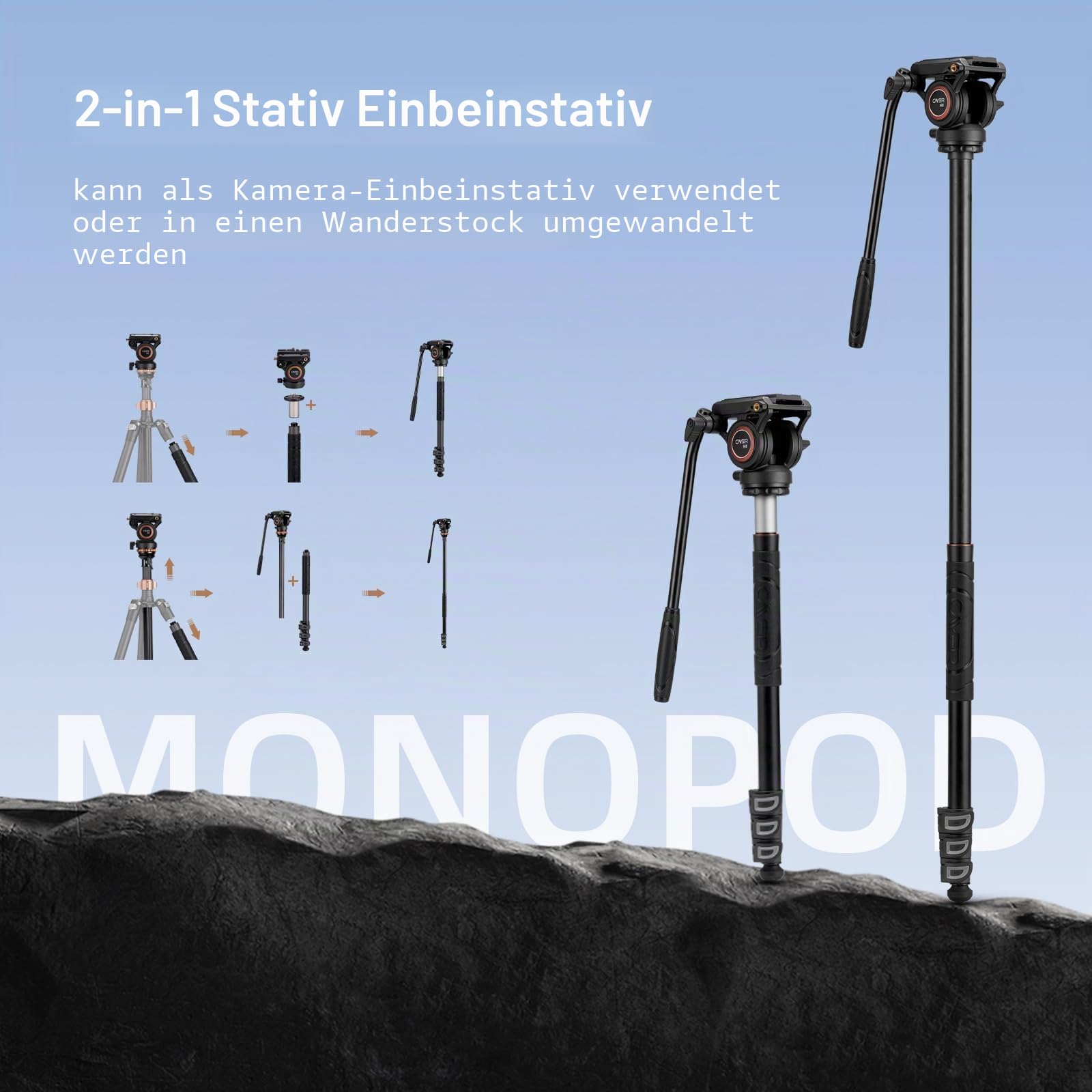 Cayer Professionelles Video Stativ Einbeinstativ Kit – Bild 4
